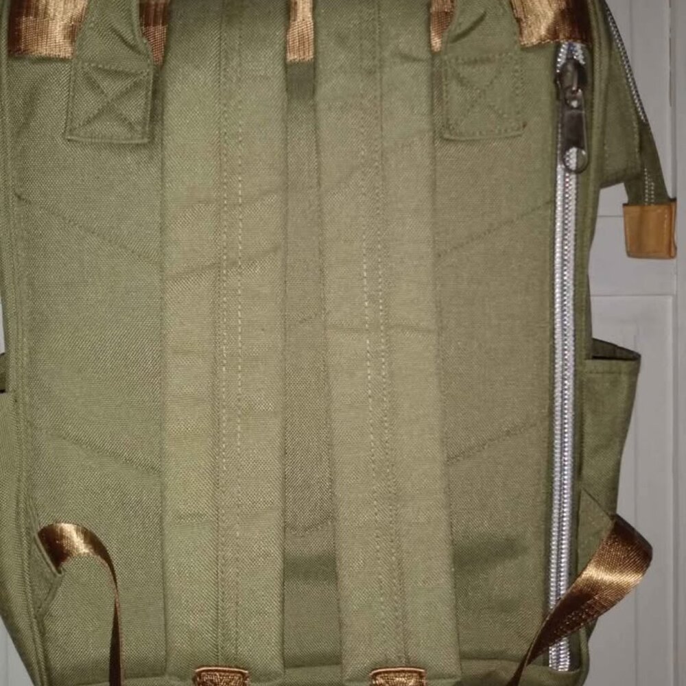 Himawari Waterproof Khaki Laptop Backpack - Picture 3 of 6